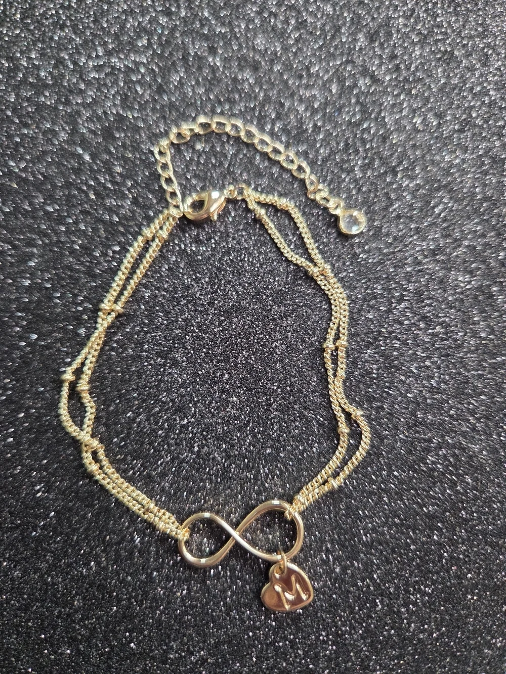 Gold Infinity Initial Charm Bracelet - Personalized M Accent